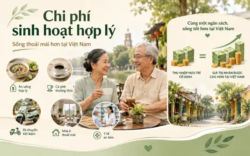 Chi phí sinh hoạt hợp lý phù hợp để nghỉ hưu/nghỉ dưỡng