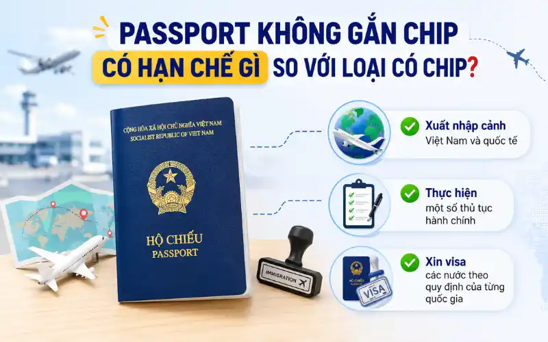 Passport không gắn chip có hạn chế gì so với passport gắn chip?